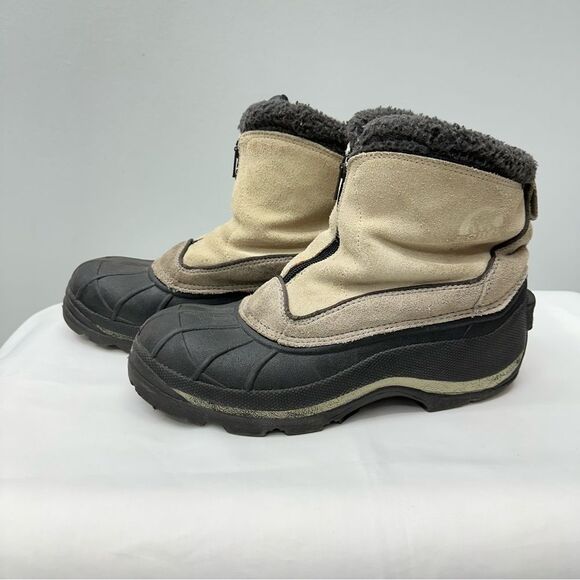 Sorel powder edge tan black suede boots women's 9 - Picture 1 of 7